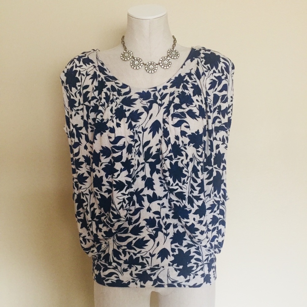 Anthropologie The Podolls Navy Floral Blouse